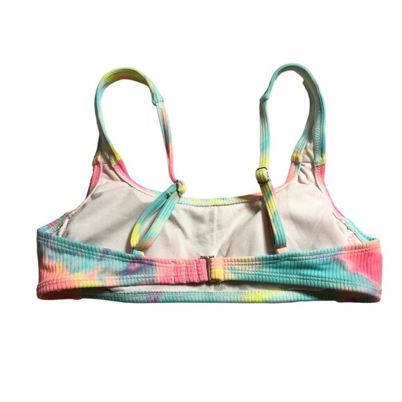 Xhilaration Rainbow Tie-Dye Ribbed Bikini Top Removable Cups XS - Picture 2 of 4